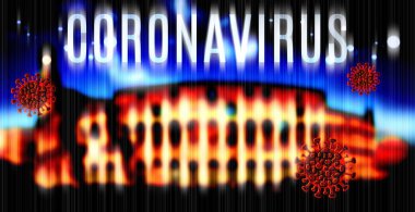 Roma, İtalya 'da bulanık Colosseum ile Coronavirus covid-19 kavramsal resimleme
