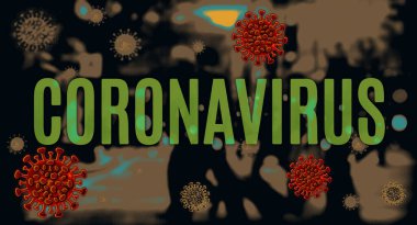 Coronavirus covid-19 kavramsal illüstrasyon ve arka planda bulanık şehir manzarası