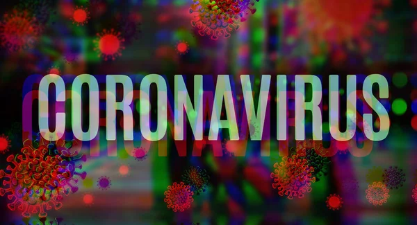 Ilustrasi Konseptual Coronavirus Covid Dengan Latar Belakang Kota Yang Kabur — Stok Foto