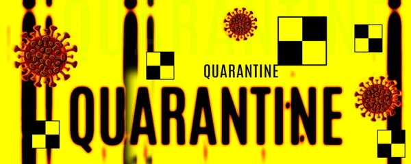 Coronavirus Covid Quarantaine Conceptuele Achtergrond Illustratie Met Gele Zwarte Kleuren — Stockfoto