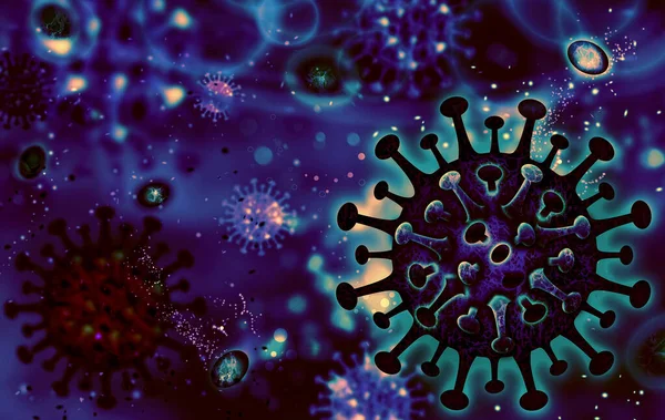 Coronavirus Covid Ilustração Fundo Conceitual Colocar Qualquer Texto Informação Que — Fotografia de Stock