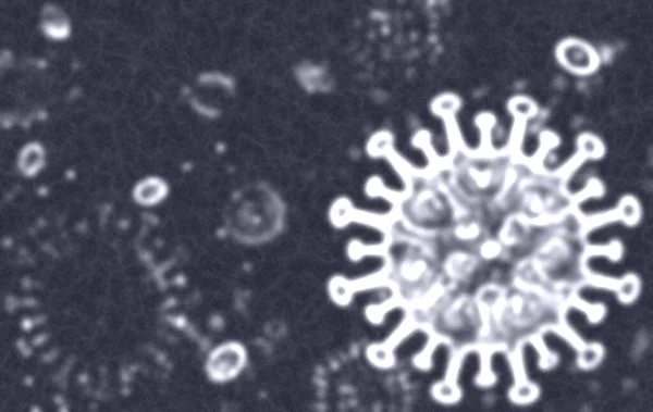 Coronavirus Kavramsal Arka Plan Çizimi Mikroskop Altında Virüsün Sahte Bir — Stok fotoğraf