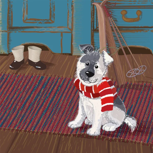 Perro en una alfombra — Archivo Imágenes Vectoriales