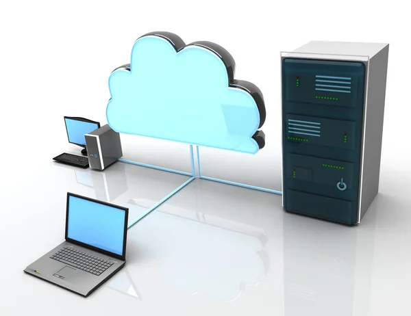 3d Concetto di cloud computing su sfondo bianco — Foto Stock