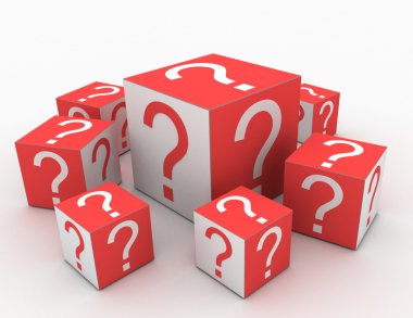 Cubes with Question Marks in the design of information related t clipart
