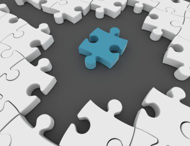 gri arka plan üzerinde 3D bulmaca kavramı