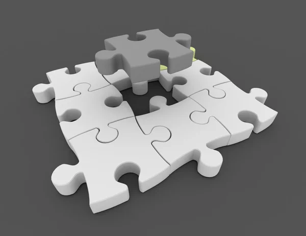 3D puzzel-concept op grijze achtergrond — Stockfoto