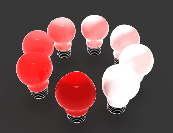 3D-Glühbirnen-Konzept. Abbildung des grauen Hintergrunds — Stockfoto