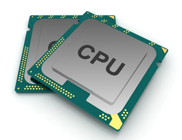 3D-Abbildung CPu-Chip, zentrale Prozessoreinheit auf weißem Backgr — Stockfoto