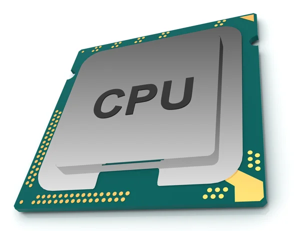 3D illustratie Cpu-chip, centrale processoreenheid op witte backgr — Stockfoto