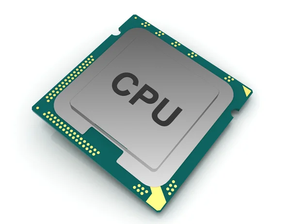 3D illustratie Cpu-chip, centrale processoreenheid op witte backgr — Stockfoto