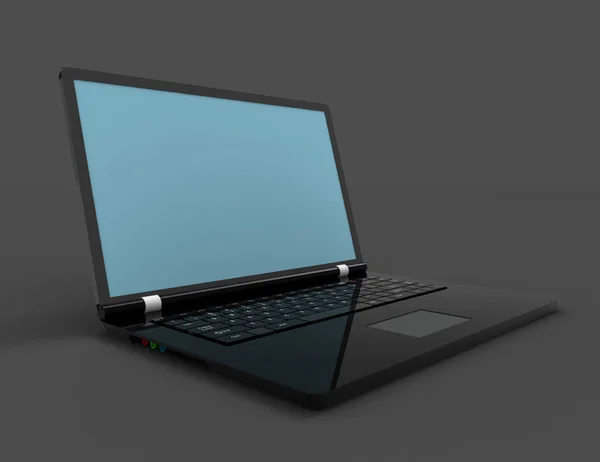 3d 노트북 배경입니다. 격리 된 컴퓨터 렌더링. — 스톡 사진