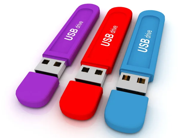 Unități USB în fundal alb / unitate USB — Fotografie, imagine de stoc