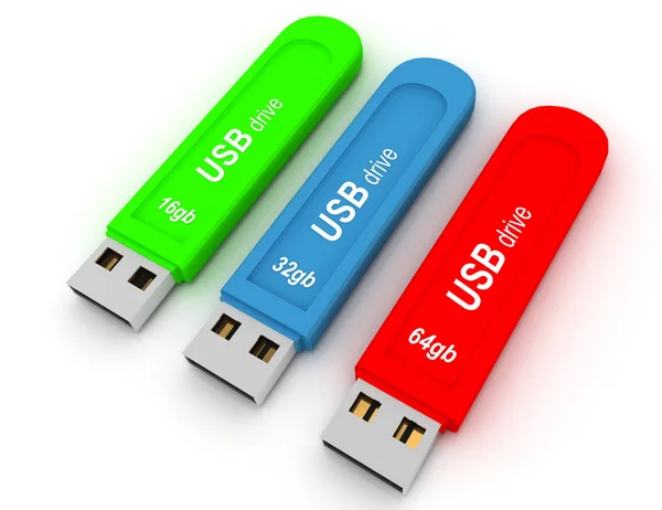 Unidades USB en fondo blanco / unidad USB —  Fotos de Stock