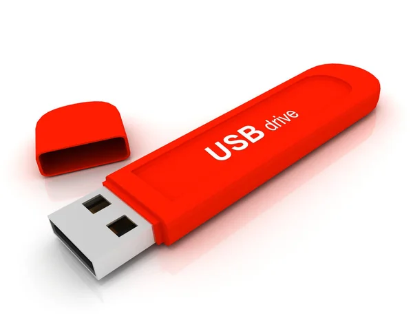 Unidade USB em fundo branco / unidade USB — Fotografia de Stock