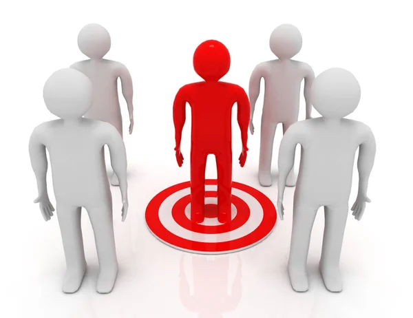 Red man on target. Business leadership success concept.