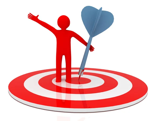3d man hit the target. success in business. — Stock Photo, Image
