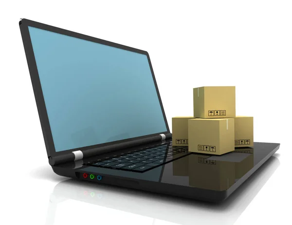 Технология бизнес-концепция, доставка: картонные коробки — стоковое фото