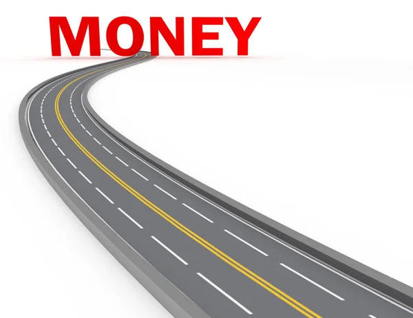 Koncepcja drogi - pieniądze. ilustracja 3D — Zdjęcie stockowe