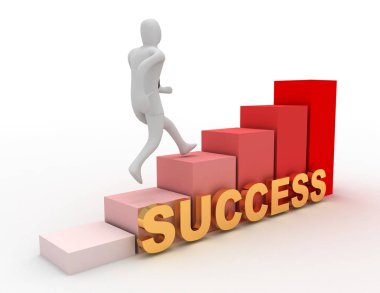 Başarı için çalıştırın. Beyaz arka plan üzerinde 3D çizim