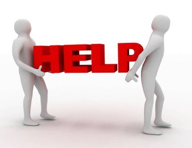 3D insan metin yardım taşımak. iş kavramı