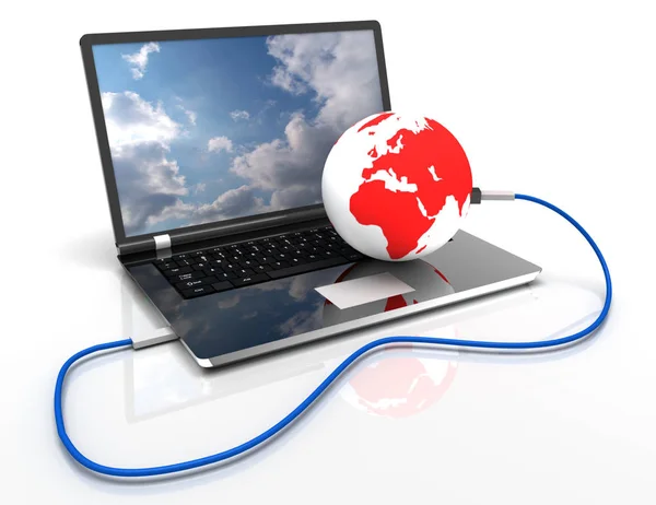 Laptop és a föld. Internet-koncepció — Stock Fotó
