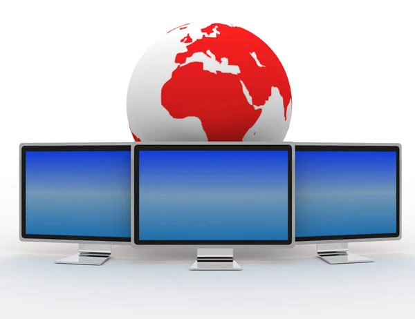 Global networking with monitor. — Stock Photo, Image