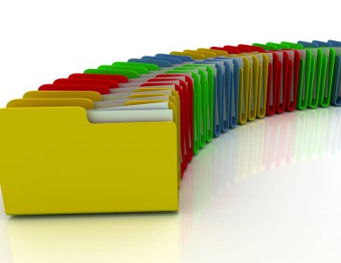 3d colorfull folders, on white background