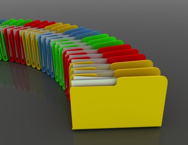 siyah arka plan üzerine 3D Derma klasörler