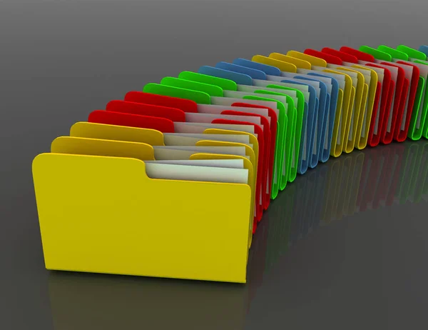 3d colorfull folders, on black background — Stock Photo, Image