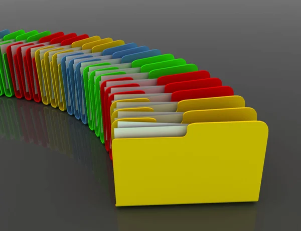 3d colorfull folders, on black background — Stock Photo, Image