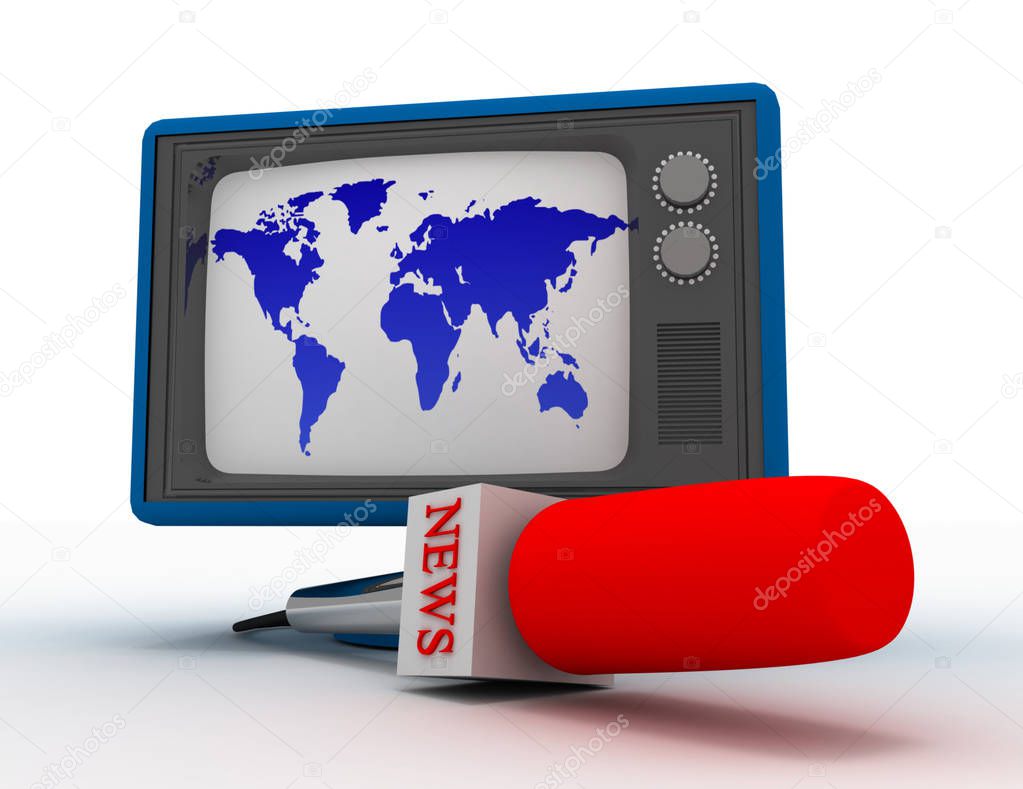 news channel television concept . 3d illustration