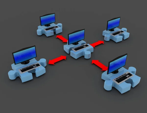 Ilustração 3D de Laptop em quebra-cabeças — Fotografia de Stock