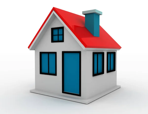 3D render schematyczny domek przedstawione — Zdjęcie stockowe