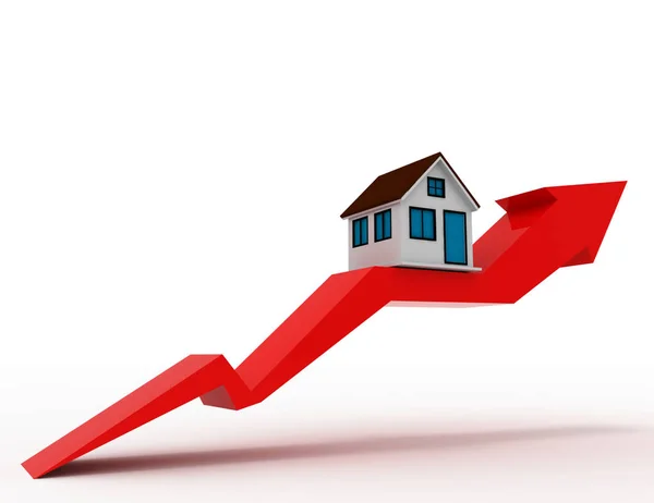 Gráfico de crecimiento inmobiliario. Ilustración de representación 3d — Foto de Stock