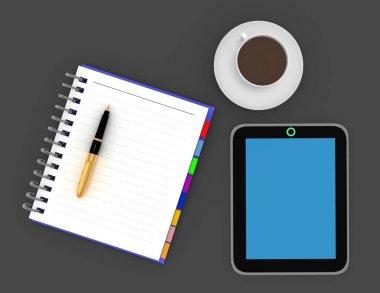 Ofis Masaları tablet pc ile işadamı. iş kavramı