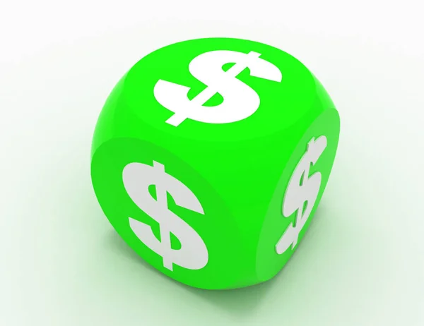 Dice with dollar sign.3d illustration — Stock Photo, Image