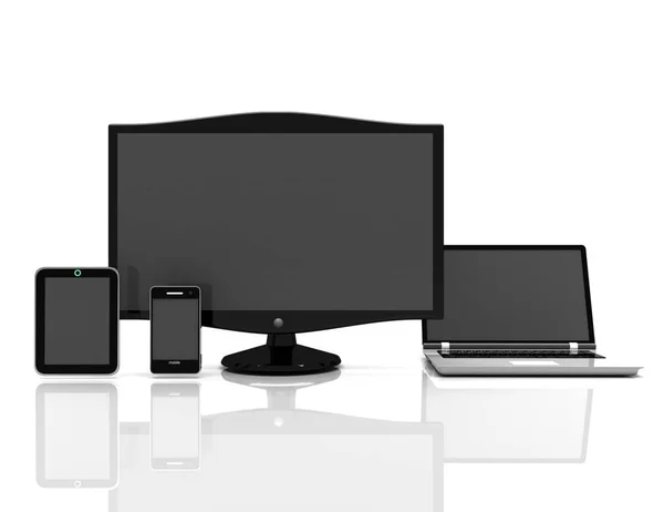 Elektronika fogalma. laptop, monitor, tablet — Stock Fotó