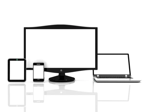 Conceito de eletrônica. monitor, tablet, laptop — Fotografia de Stock