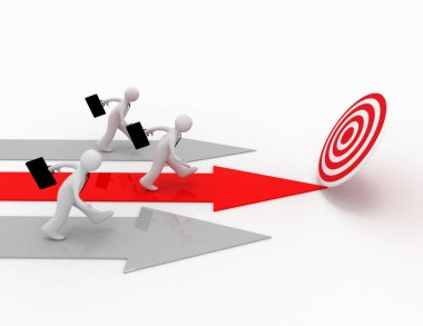 3d işadamı hedef için çalıştırın. kazanan, lieadership conept