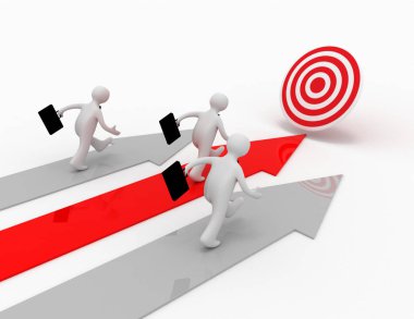 3d işadamı hedef için çalıştırın. kazanan, lieadership conept