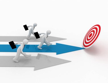 3d işadamı hedef için çalıştırın. kazanan, lieadership conept