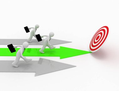 3d işadamı hedef için çalıştırın. kazanan, lieadership conept