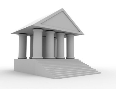 Banka 3d simgesi. Ona whtite arka plan üzerinde