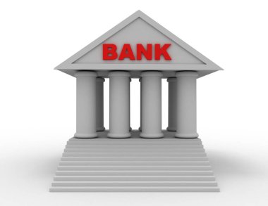 Banka 3d simgesi. Ona whtite arka plan üzerinde