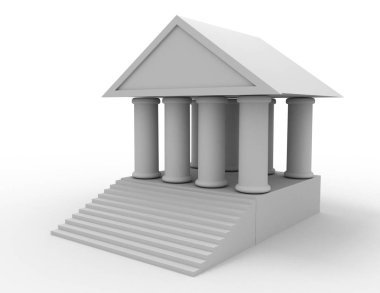 Banka 3d simgesi. Ona whtite arka plan üzerinde