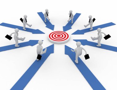 İşadamları ' ce bir hedefe işaret eden oklar çalışan