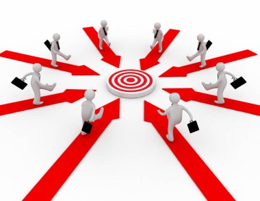 İşadamları ' ce bir hedefe işaret eden oklar çalışan
