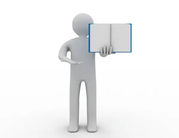 3d people - man, person with a open book. — Stock Photo, Image