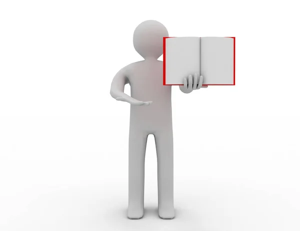 3d people - man, person with a open book. — Stock Photo, Image